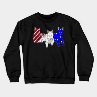 Cat Red White Blue American Flag 4th Of July Gift Crewneck Sweatshirt